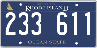 RI license plate 233611