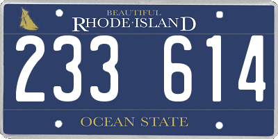 RI license plate 233614