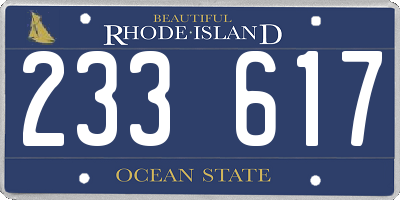 RI license plate 233617