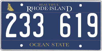 RI license plate 233619