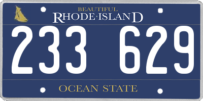RI license plate 233629