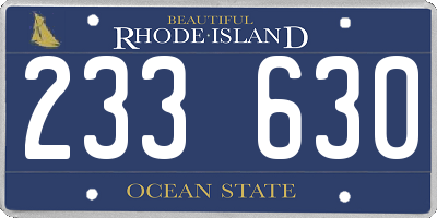 RI license plate 233630