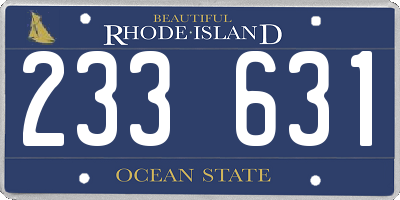 RI license plate 233631