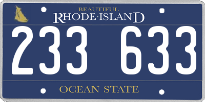 RI license plate 233633