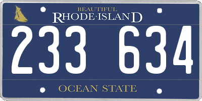 RI license plate 233634