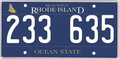 RI license plate 233635