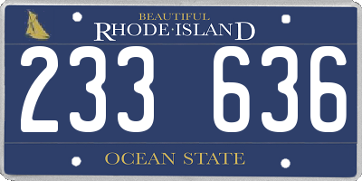 RI license plate 233636