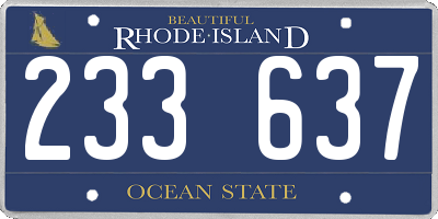RI license plate 233637