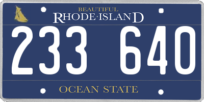 RI license plate 233640