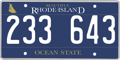 RI license plate 233643