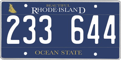 RI license plate 233644