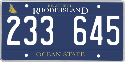 RI license plate 233645