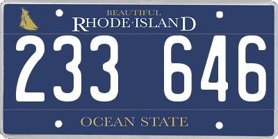 RI license plate 233646