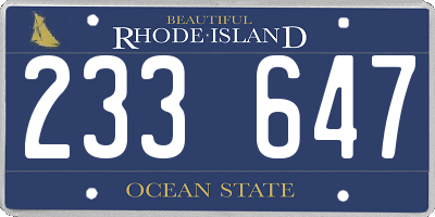 RI license plate 233647