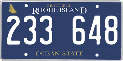 RI license plate 233648