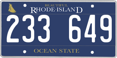 RI license plate 233649