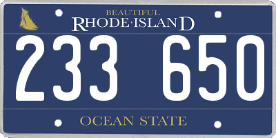 RI license plate 233650