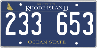 RI license plate 233653