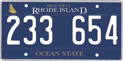 RI license plate 233654