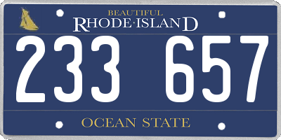 RI license plate 233657