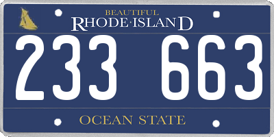 RI license plate 233663