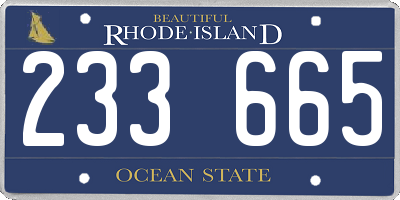 RI license plate 233665