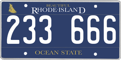 RI license plate 233666