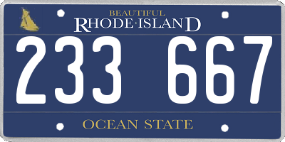 RI license plate 233667
