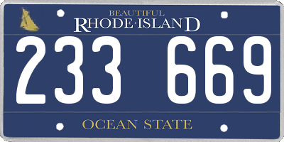 RI license plate 233669
