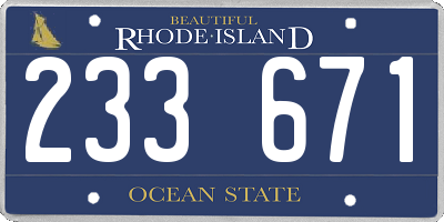 RI license plate 233671