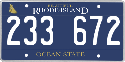 RI license plate 233672