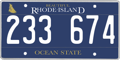 RI license plate 233674
