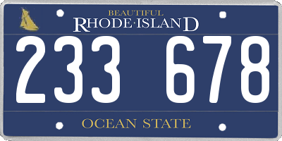 RI license plate 233678