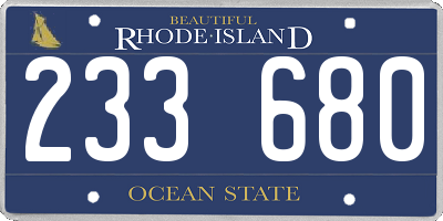 RI license plate 233680
