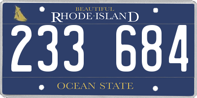 RI license plate 233684