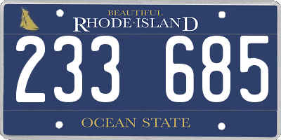 RI license plate 233685
