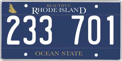 RI license plate 233701