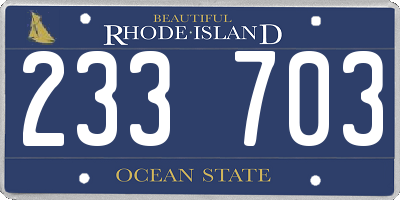 RI license plate 233703