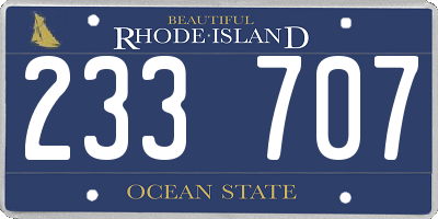 RI license plate 233707