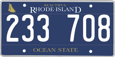 RI license plate 233708