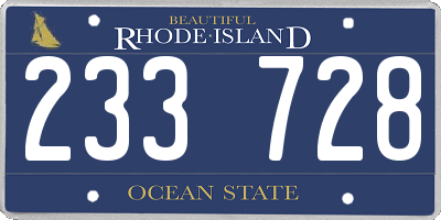 RI license plate 233728