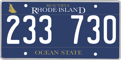 RI license plate 233730