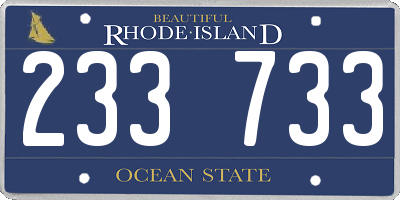RI license plate 233733