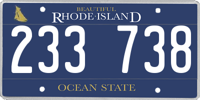 RI license plate 233738