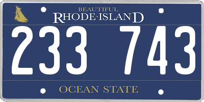 RI license plate 233743