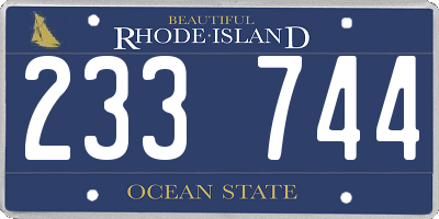 RI license plate 233744