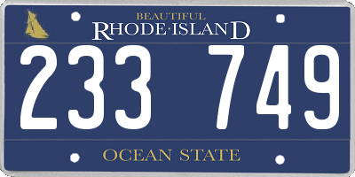 RI license plate 233749