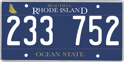 RI license plate 233752