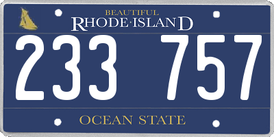 RI license plate 233757