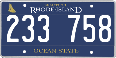 RI license plate 233758